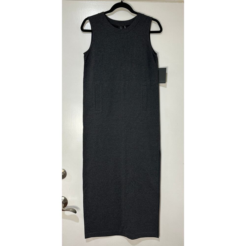 Norma Kamali Sleeveless Tailored Terry Side Slit Gown Dark Grey Size XS 0-2 NWT